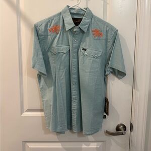 Howler Brothers Teal Casual Shirt with Orange Embroidery